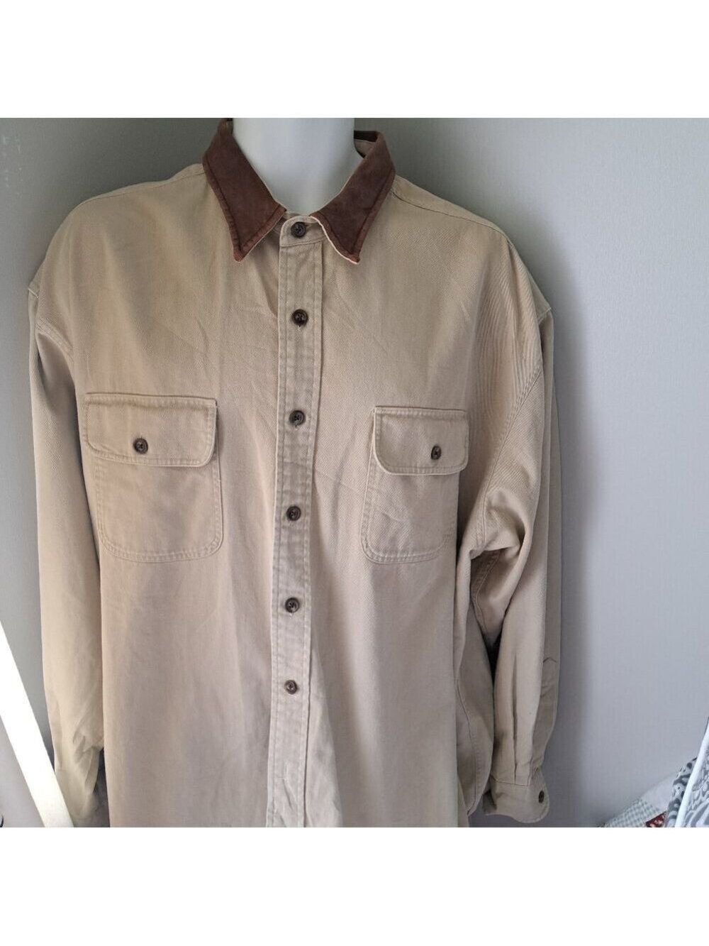 VTG A&F Abercrombie FITCH THE big shirt Cotton Tan BARN Cowboy Western Y2K XL